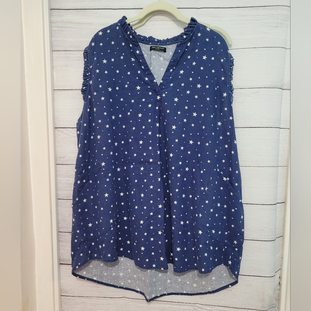 Nwot For Cynthia navy star 🌟 🤩 print plus size tank size 1X